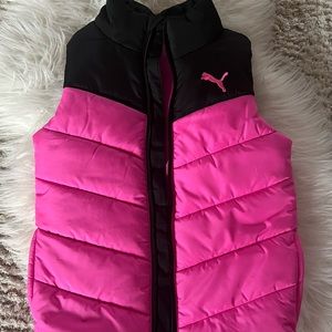 Girls Puma black & pink puffer vest